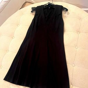 Saks fifth Ave black sleeveless A-line dress with v neckline